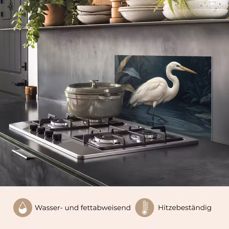 Reiger - Water - Natuur - Modern - Wit keuken achterwand spatscherm klein -usp_DE