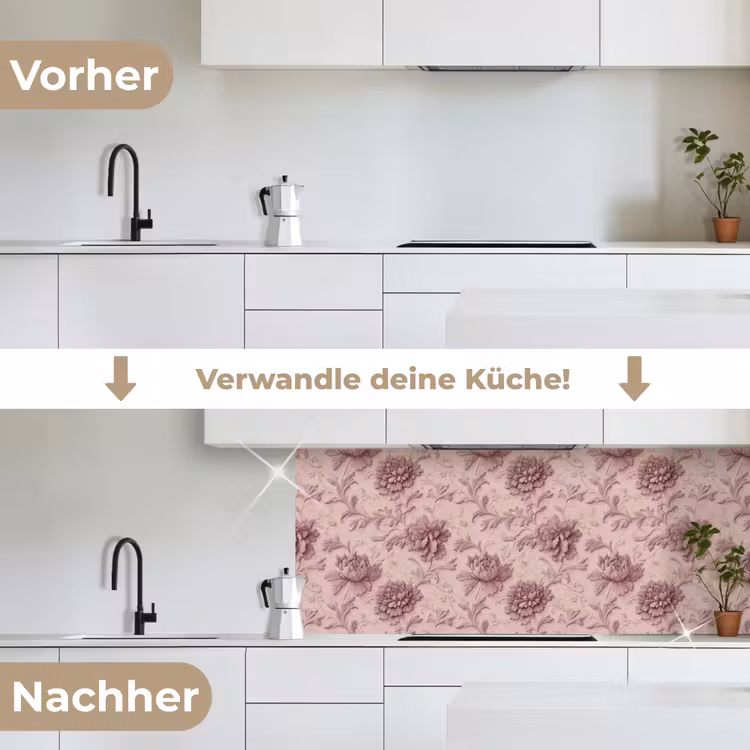 Reliëf - Pioenrozen - Roze keuken achterwand 2 middel 871 -voor-na_DE