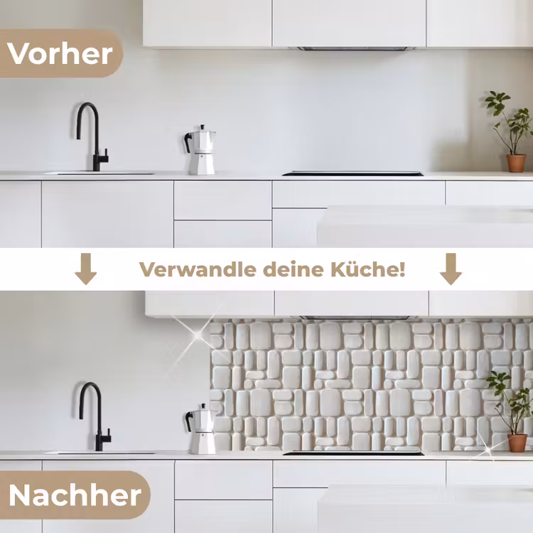 Reliëf - Structuur - Wit keuken achterwand 2 middel 871 -voor-na_DE