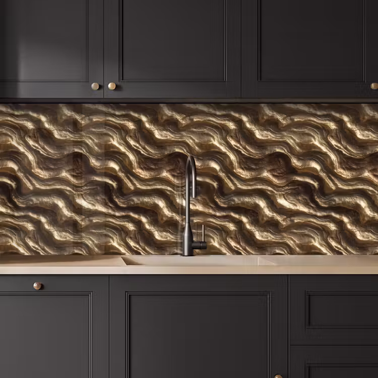 Reliëf - Golven - Abstract - Bronsgoud keuken achterwand 2 middel 871 -sfeer1