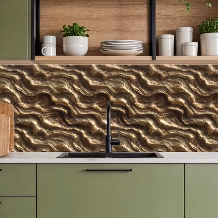 Reliëf - Golven - Abstract - Bronsgoud keuken achterwand 2 middel 871 -sfeer3