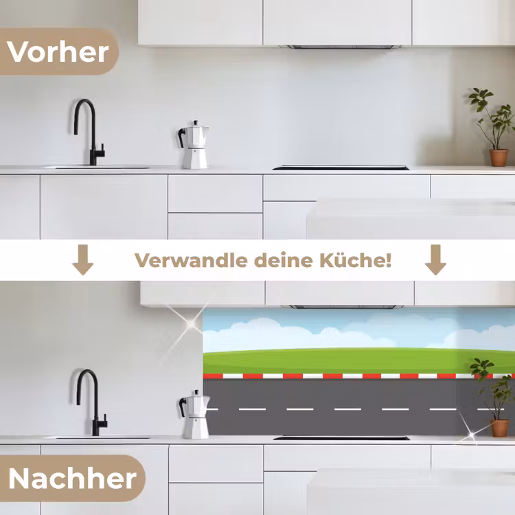 Racebaan - Illustratie - Sport - Kleurrijk keuken achterwand 2 middel -voor-na_DE