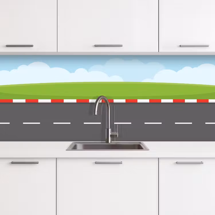 Racebaan - Illustratie - Sport - Kleurrijk keuken achterwand 2 middel -3d