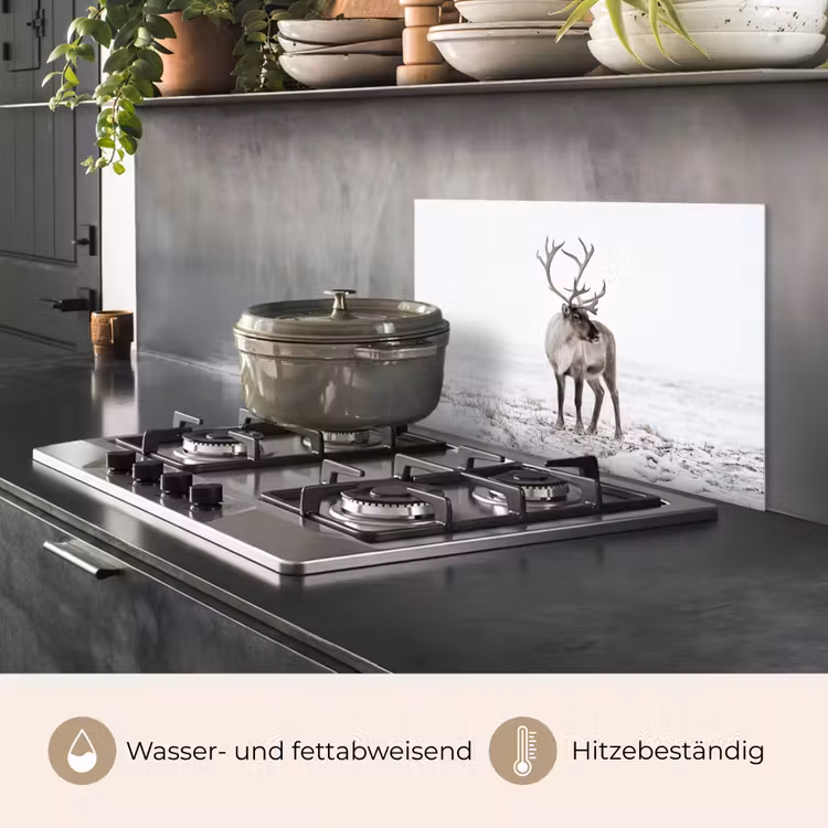 Rendier - Gewei - Sneeuw - Winter keuken achterwand spatscherm klein -usp_DE