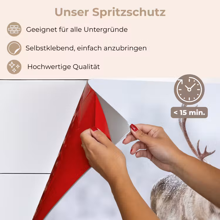 Rendier - Gewei - Toendra - Sneeuw - Wild keuken achterwand spatscherm klein -spatscherm_DE