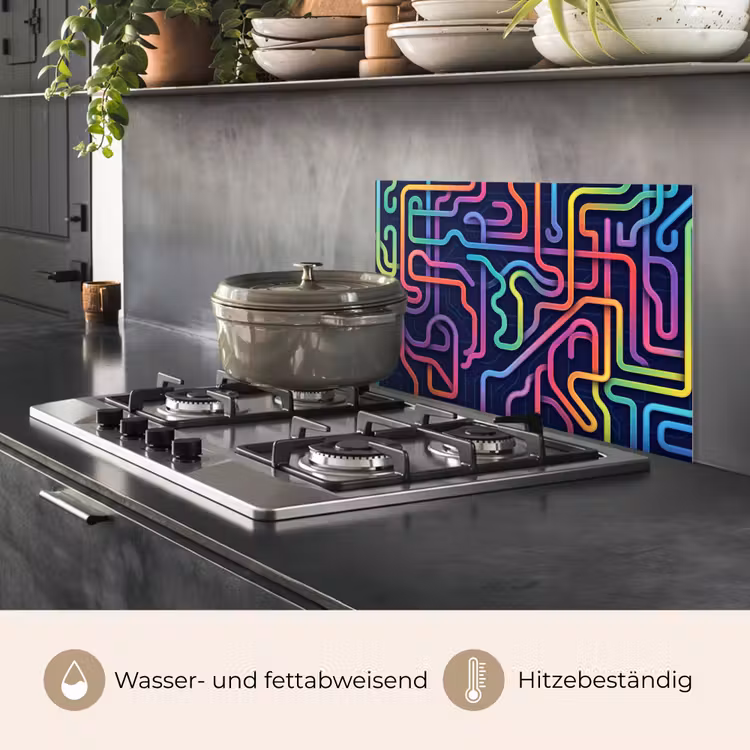 Retro - Abstract - Neon keuken achterwand spatscherm klein -usp_DE