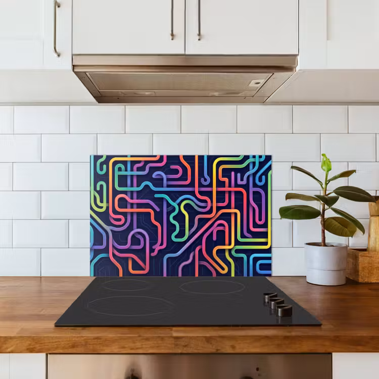 Retro - Abstract - Neon keuken achterwand spatscherm klein -sfeer2
