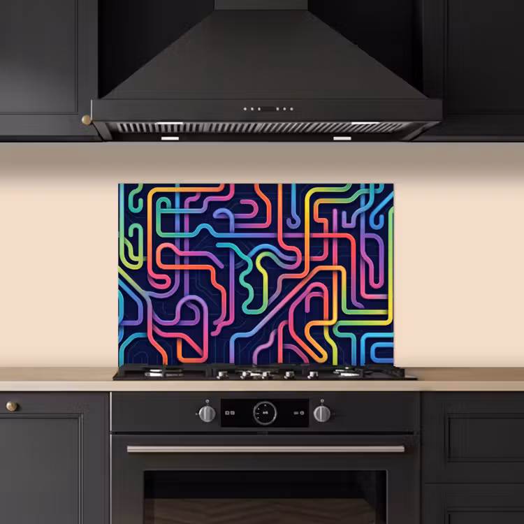 Retro - Abstract - Neon keuken achterwand spatscherm klein -sfeer1