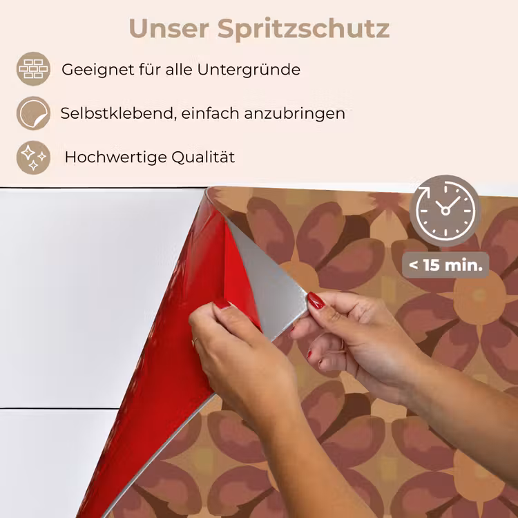 Retro - Bloemen - Bruin keuken achterwand spatscherm klein 900 -spatscherm_DE