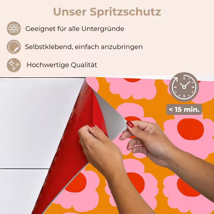 Retro - Bloemen - Roze keuken achterwand spatscherm klein 900 -spatscherm_DE
