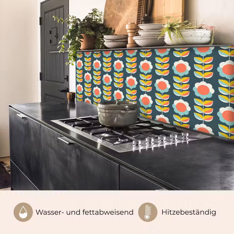 Retro - Bloemen - Scandinavisch keuken achterwand 2 middel 871 -usp_DE