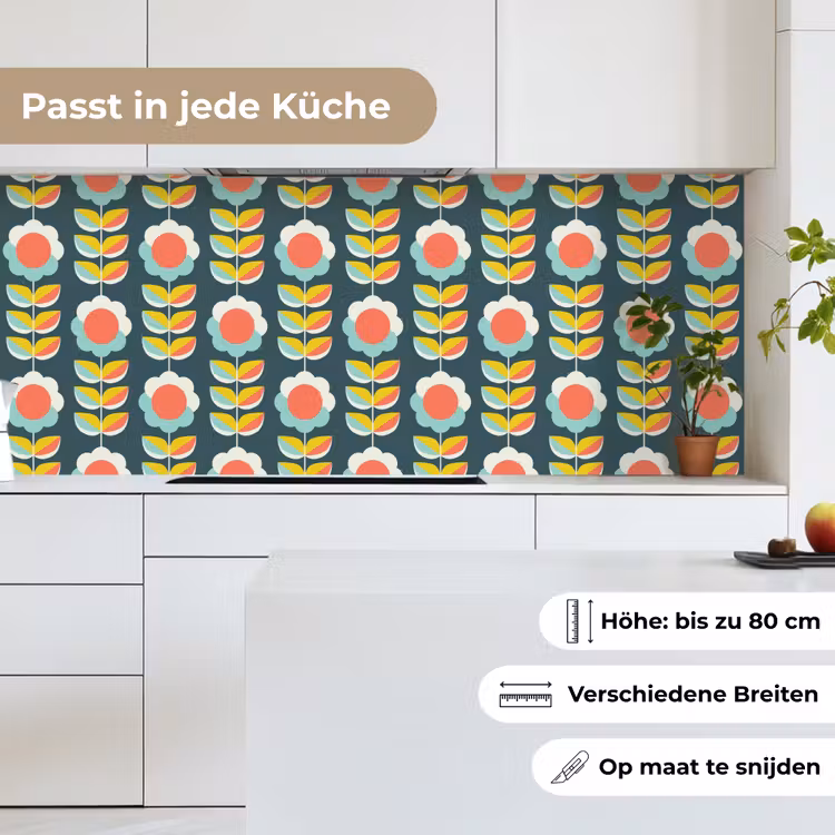 Retro - Bloemen - Scandinavisch keuken achterwand 2 middel 871 -sfeer4_DE