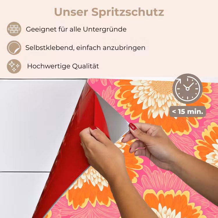 Retro - Bloemen - Kleurrijk keuken achterwand spatscherm klein 900 -spatscherm_DE