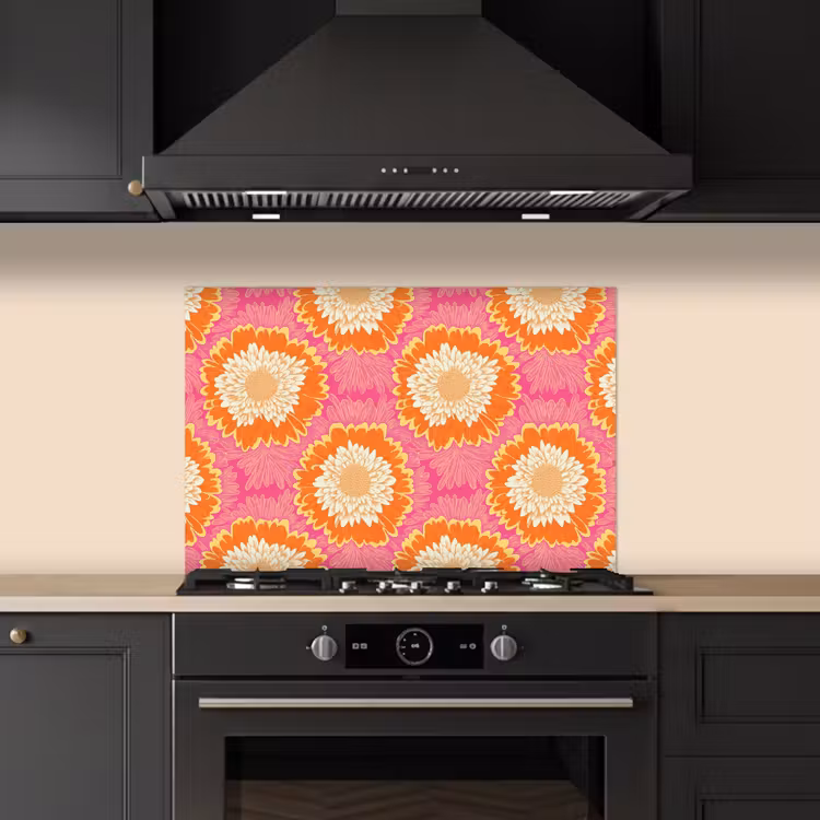 Retro - Bloemen - Kleurrijk keuken achterwand spatscherm klein 900 -sfeer1