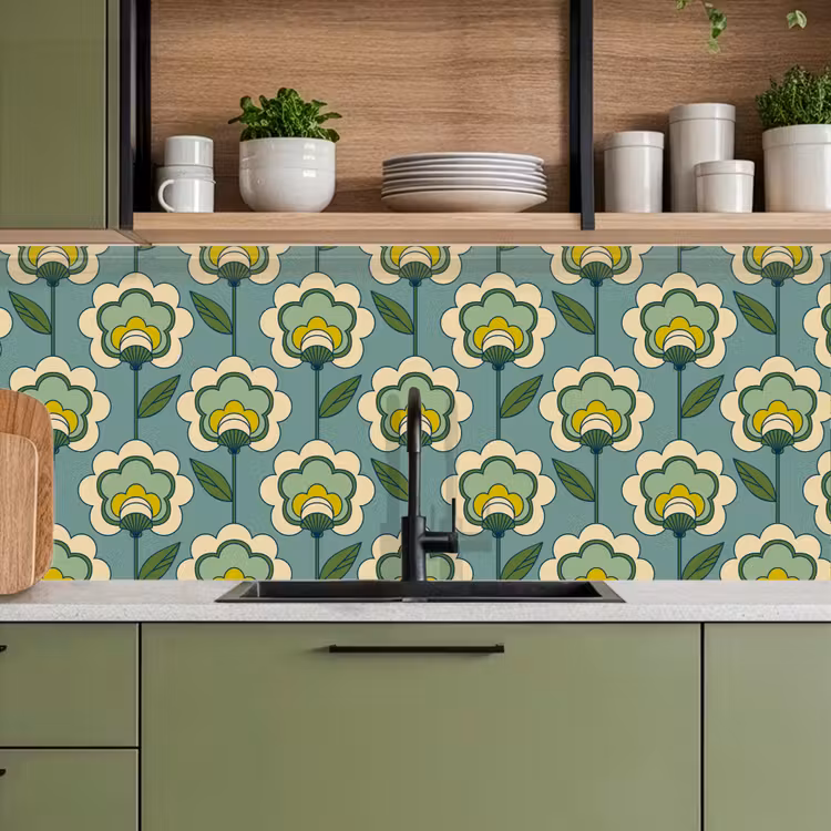 Retro - Design - Jaren 70 - Bloem keuken achterwand 2 middel 871 -sfeer3