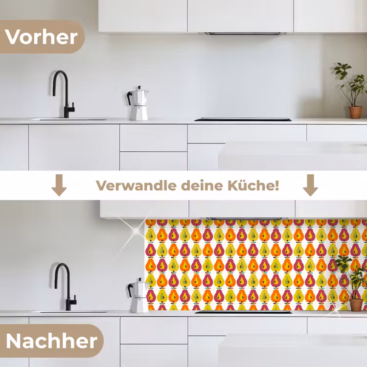 Retro - Design - Peer - Fruit keuken achterwand 2 middel 871 -voor-na_DE