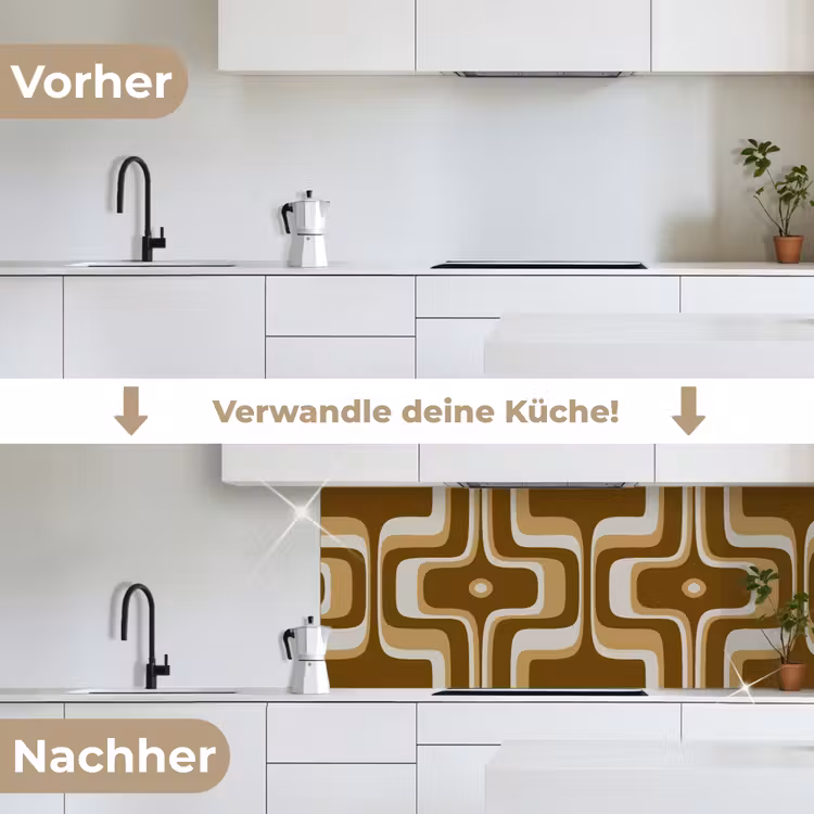 Retro - Design - Bruin keuken achterwand 2 middel 871 -voor-na_DE