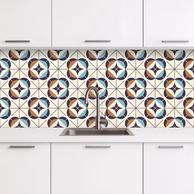 Retro - Design - Geometrie keuken achterwand 2 middel 871 -3d