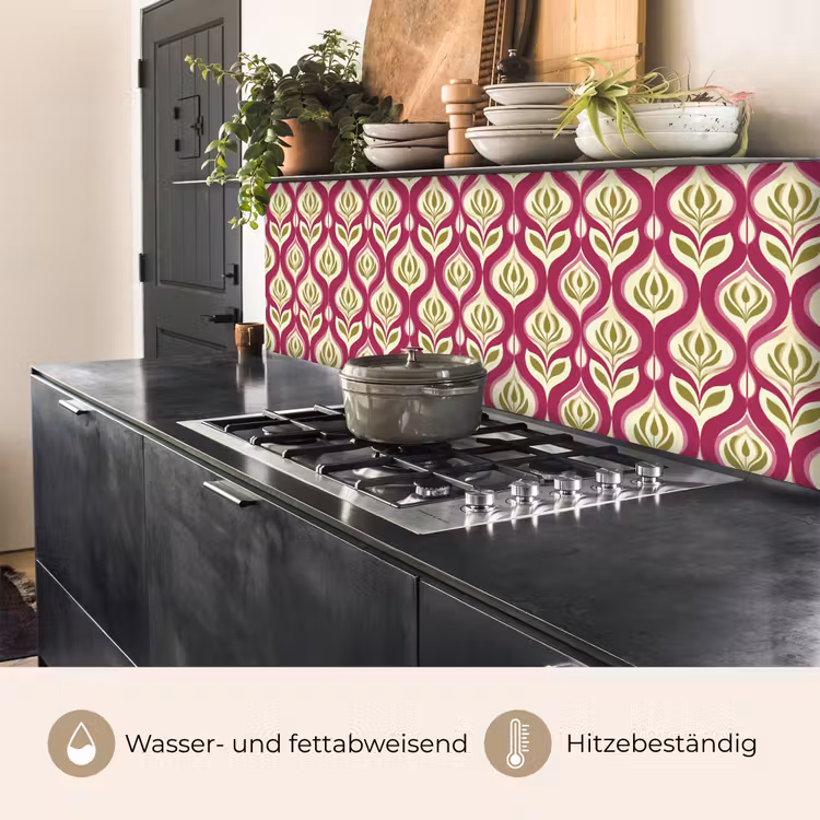 Retro - Floraal - Paars keuken achterwand 2 middel 871 -usp_DE