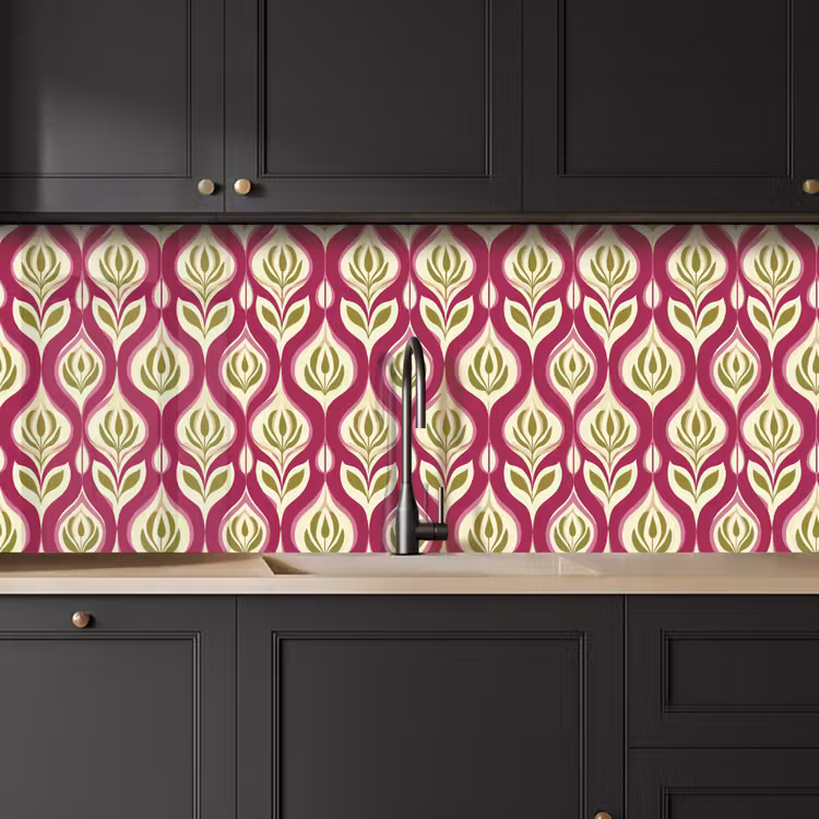 Retro - Floraal - Paars keuken achterwand 2 middel 871 -sfeer1