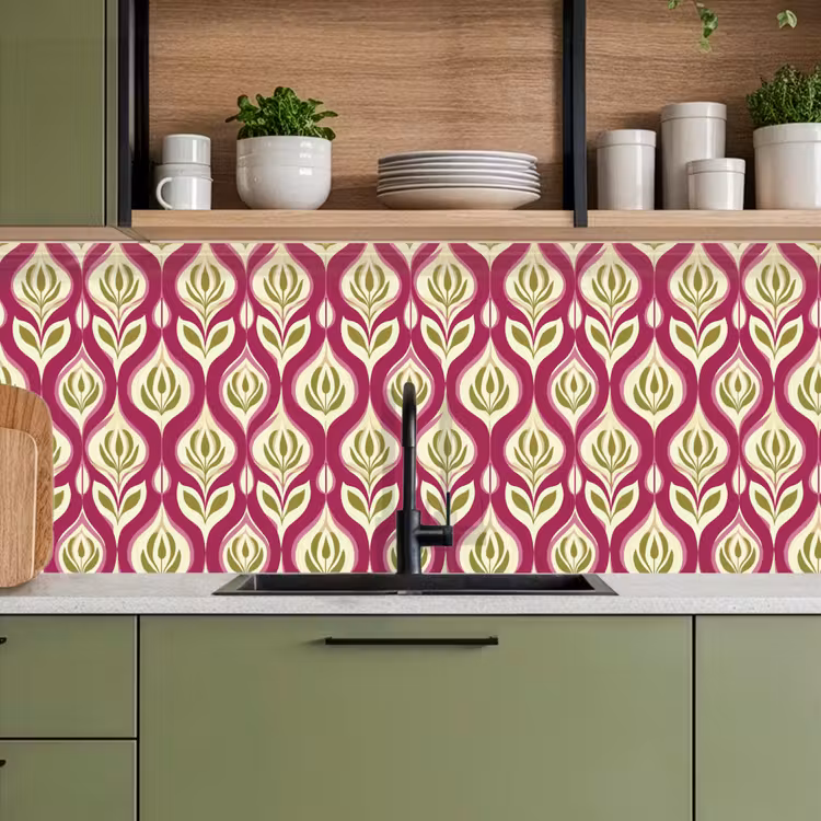 Retro - Floraal - Paars keuken achterwand 2 middel 871 -sfeer3