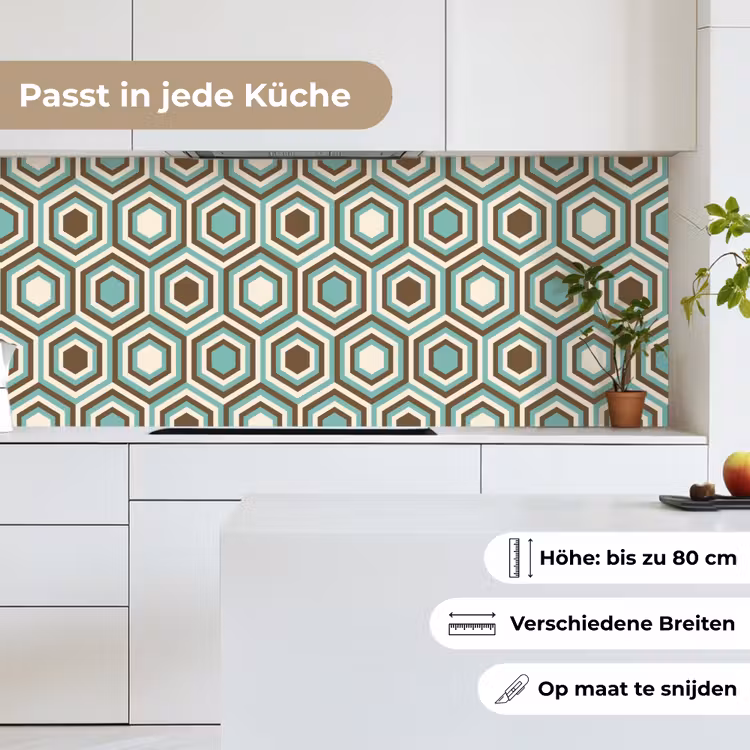 Retro - Honeycomb - Blauw - Bruin keuken achterwand 2 middel 871 -sfeer4_DE