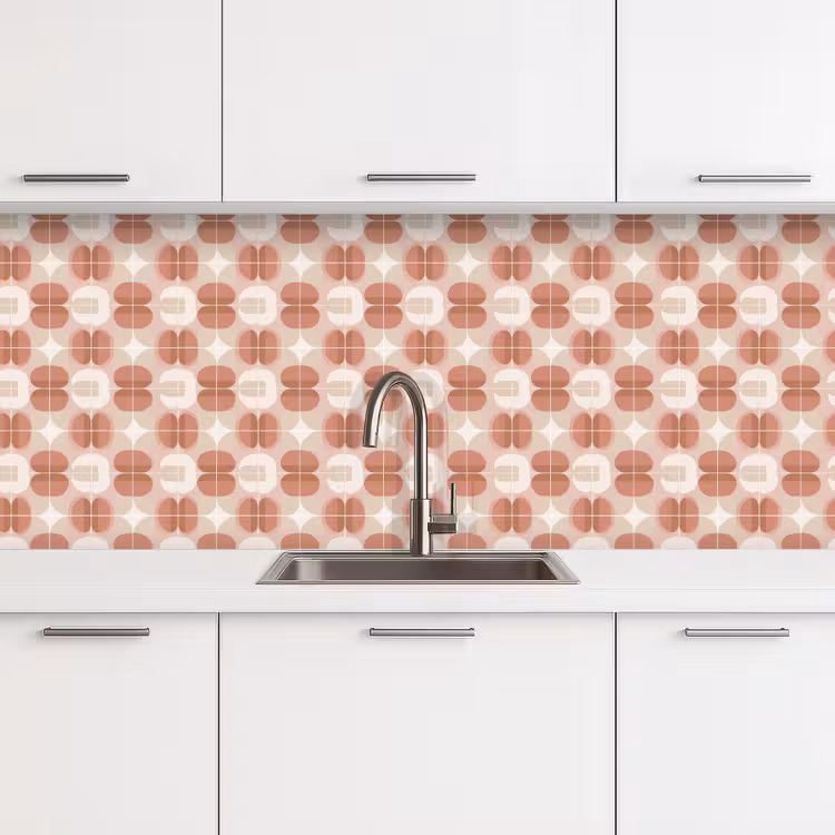 Retro - Klassiek - Roze keuken achterwand 2 middel 871 -3d