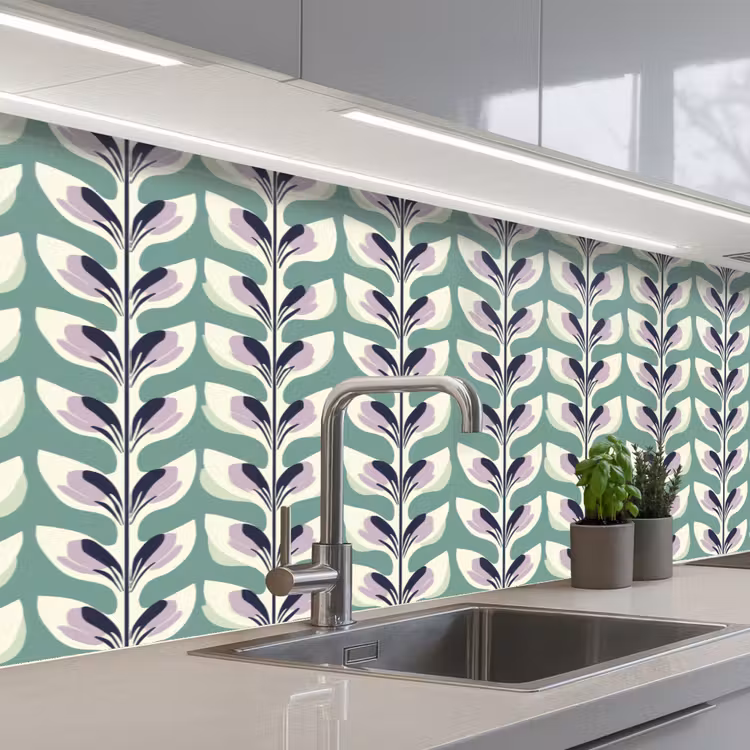 Retro - Modern - Groen keuken achterwand 2 middel 871 -3d_schuin