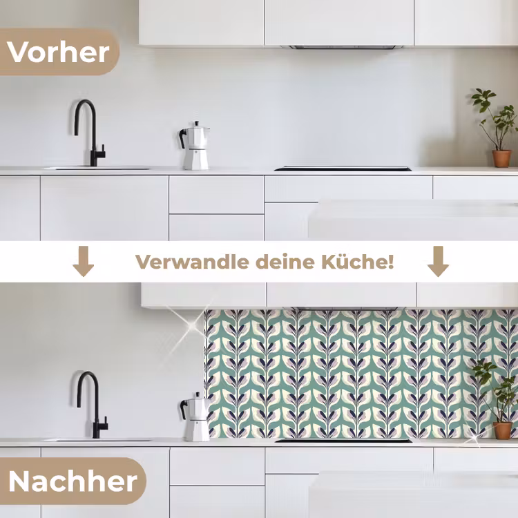Retro - Modern - Groen keuken achterwand 2 middel 871 -voor-na_DE