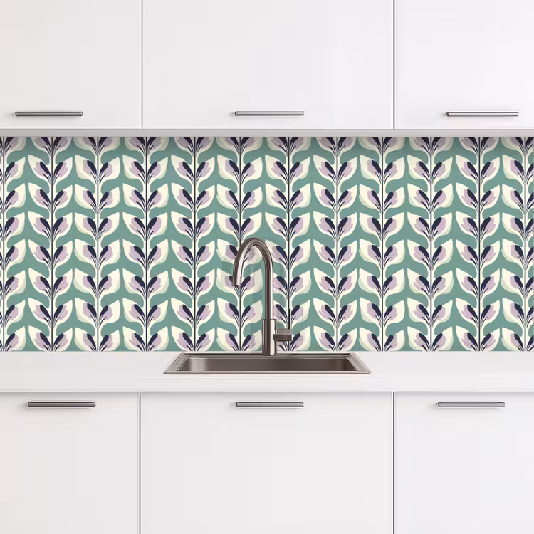 Retro - Modern - Groen keuken achterwand 2 middel 871 -3d