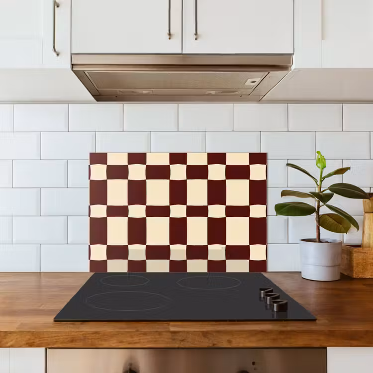 Retro - Patroon - Bruin keuken achterwand spatscherm klein 900 -sfeer2