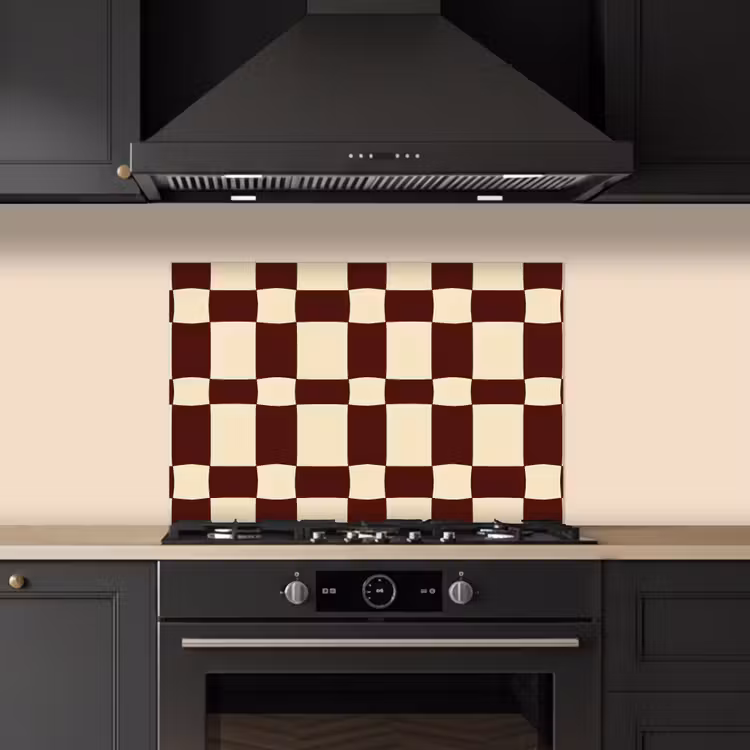 Retro - Patroon - Bruin keuken achterwand spatscherm klein 900 -sfeer1