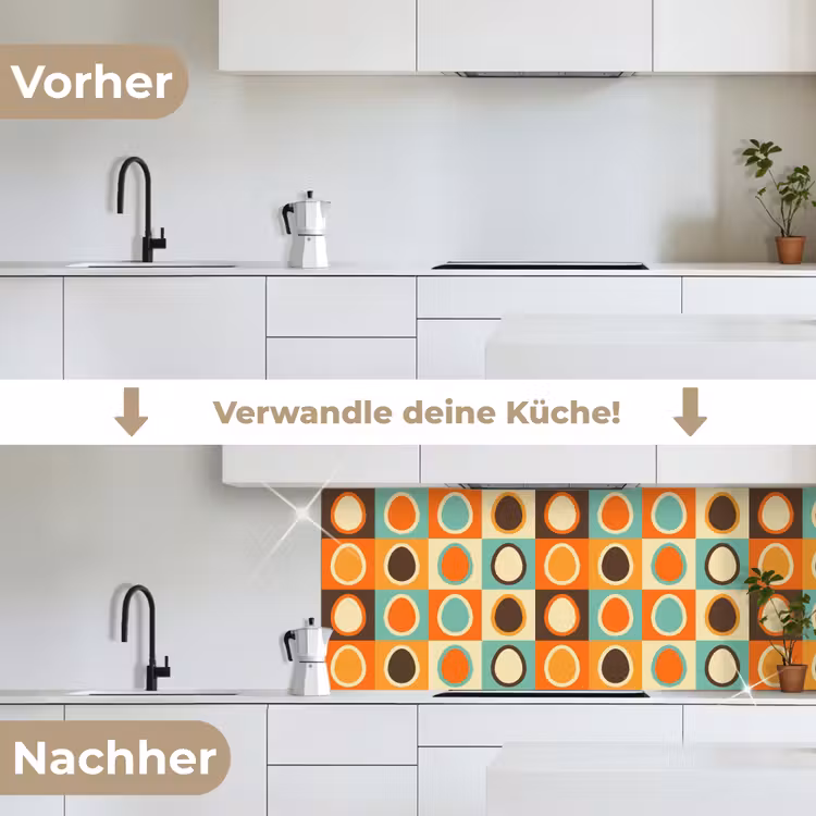 Retro - Patronen - Ei keuken achterwand 2 middel 871 -voor-na_DE