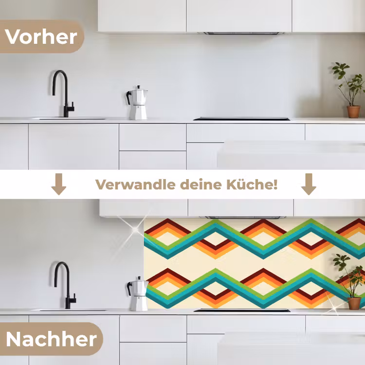 Retro - Strepen - Design - Seventies keuken achterwand 2 middel 871 -voor-na_DE