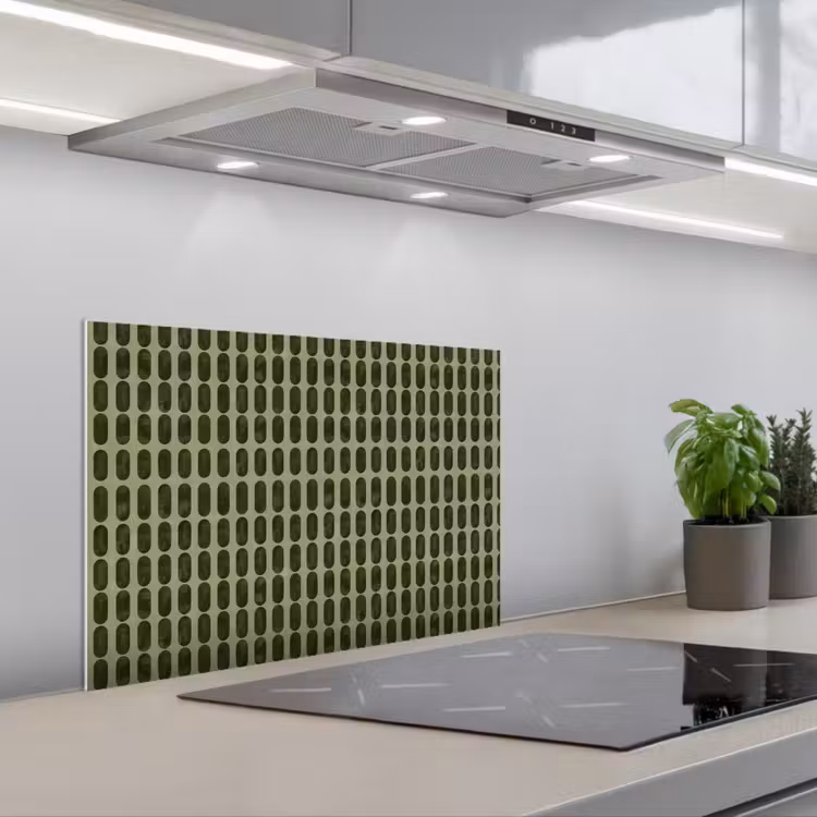 Ritmisch - Effect - Groen keuken achterwand spatscherm klein 900 -3d_schuin