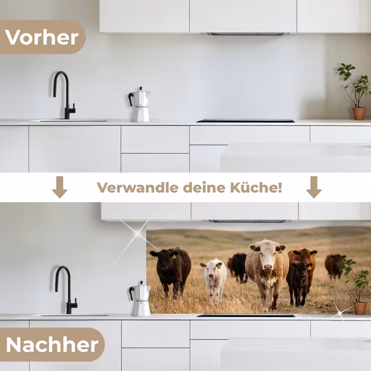 Runderen - Kudde - Landschap - Weide - Rustig keuken achterwand 2 middel -voor-na_DE