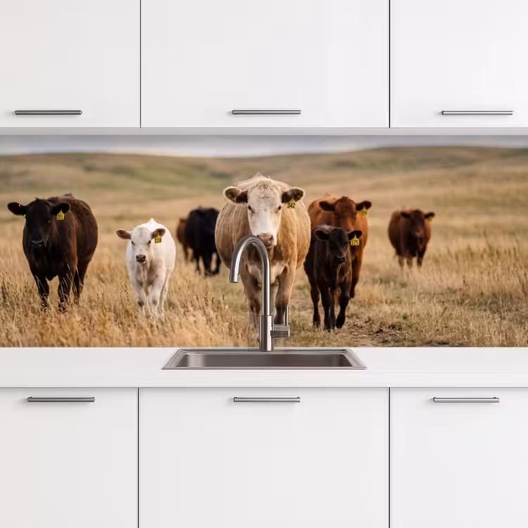 Runderen - Kudde - Landschap - Weide - Rustig keuken achterwand 2 middel -3d