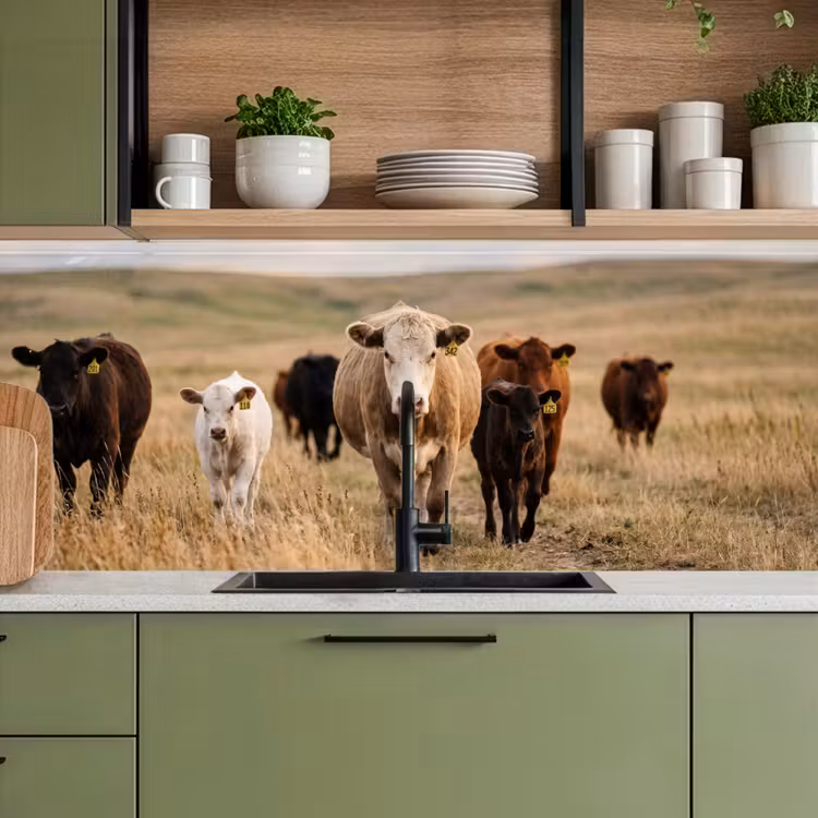 Runderen - Kudde - Landschap - Weide - Rustig keuken achterwand 2 middel -sfeer3