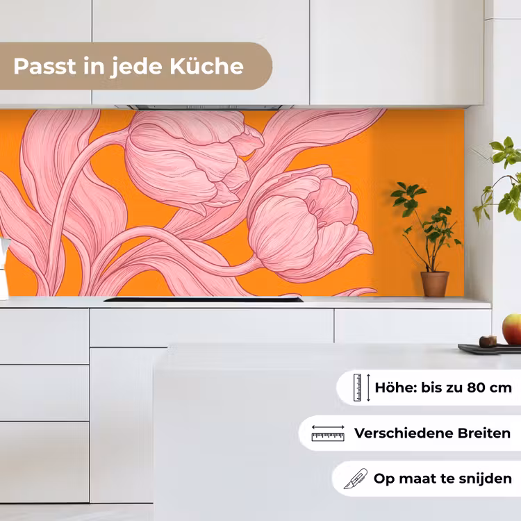 Küchenrückwand - Rosa Blumen – Modern - Roze bloemen - Modern keuken achterwand 2 middel