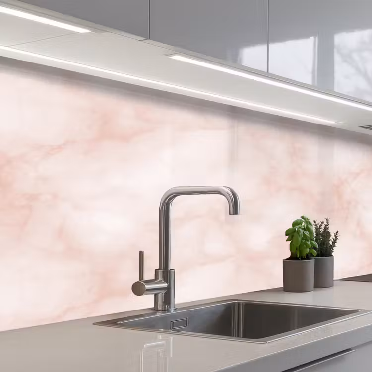 Roze - Marmer - Crème keuken achterwand 2 middel 871 -3d_schuin