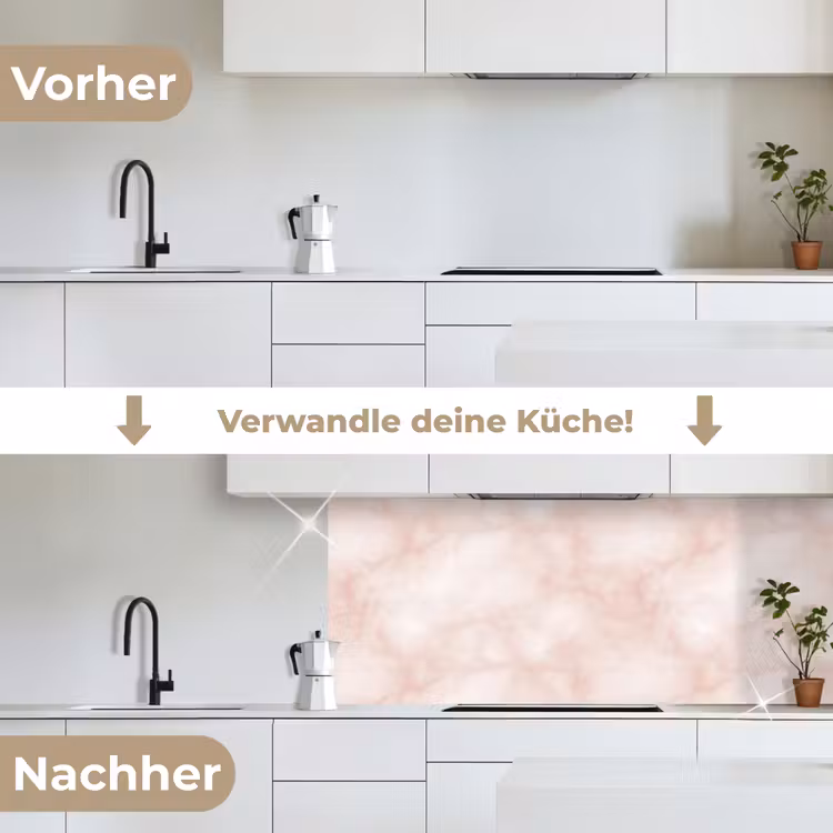 Roze - Marmer - Crème keuken achterwand 2 middel 871 -voor-na_DE