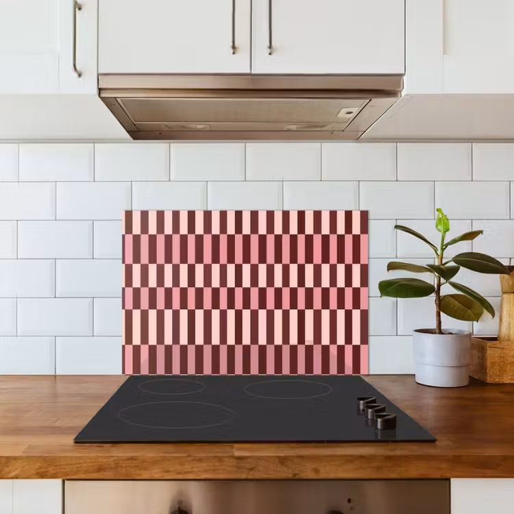 Roze - Rood - Blokjes keuken achterwand spatscherm klein 900 -sfeer2