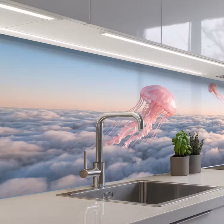Küchenrückwand - Rosa Tier – Wolken - Roze dier - Wolken keuken achterwand 2 middel