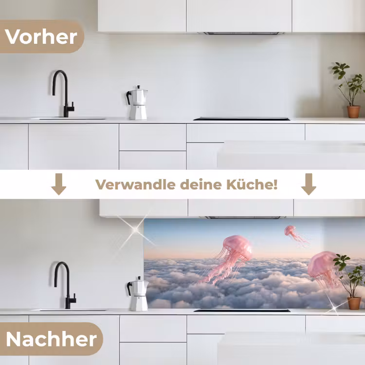 Küchenrückwand - Rosa Tier – Wolken - Roze dier - Wolken keuken achterwand 2 middel