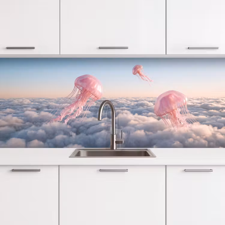 Küchenrückwand - Rosa Tier – Wolken - Roze dier - Wolken keuken achterwand 2 middel