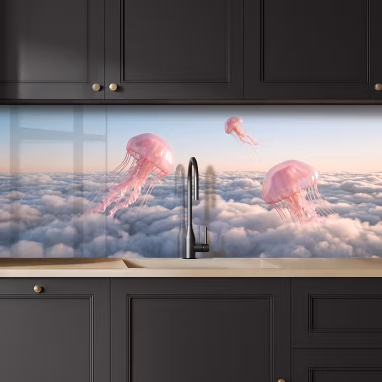 Küchenrückwand - Rosa Tier – Wolken - Roze dier - Wolken keuken achterwand 2 middel