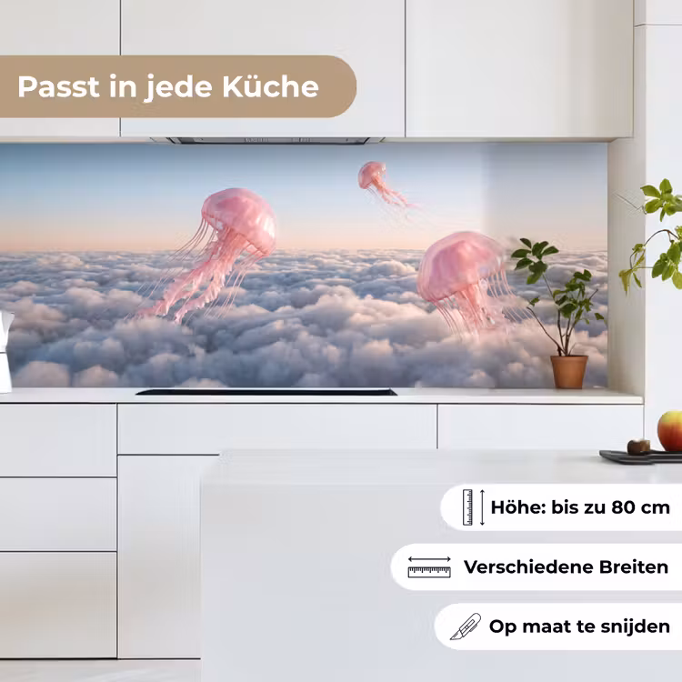 Küchenrückwand - Rosa Tier – Wolken - Roze dier - Wolken keuken achterwand 2 middel