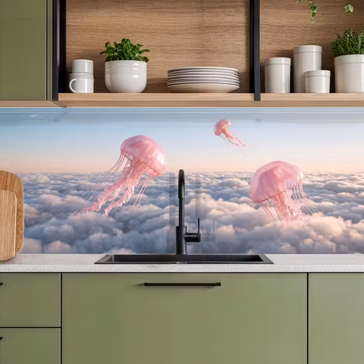 Küchenrückwand - Rosa Tier – Wolken - Roze dier - Wolken keuken achterwand 2 middel