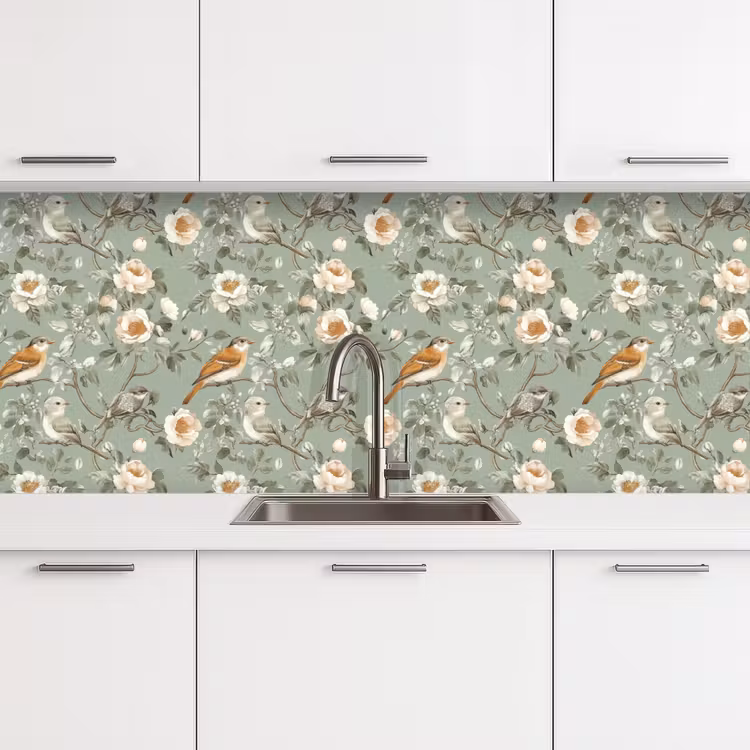 Roze - Vogels - Kleurrijk keuken achterwand 2 middel 871 -3d