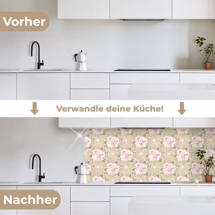 Roos - Patronen - Bloemen keuken achterwand 2 middel 871 -voor-na_DE